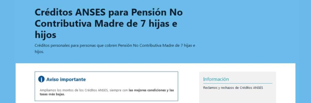 Préstamos Argentina ANSES Pensión no contributiva para Madre de 7 Hijos